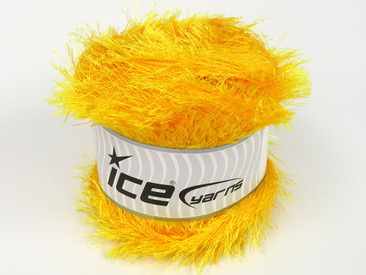 Lot of 2 x 200gr Skeins Ice Yarns CAKES EYELASH Hand Knitting Yarn Yellow