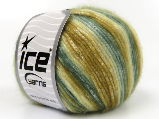 Lot of 8 Skeins Ice Yarns PICASSO Hand Knitting Yarn Cream Caramel Green