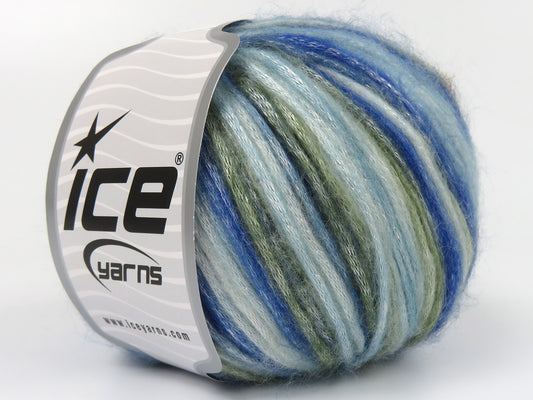 Lot of 8 Skeins Ice Yarns PICASSO Hand Knitting Yarn Blue Shades Light Khaki
