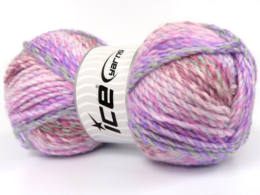 Lot of 4 x 100gr Skeins Ice Yarns JASPER Yarn Green Lilac Pink Shades