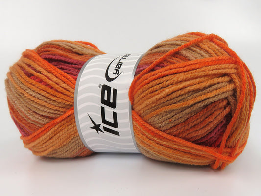 Lot of 3 x 115gr Skeins Ice Yarns HELENA Yarn Gold Shades Copper Shades Cream
