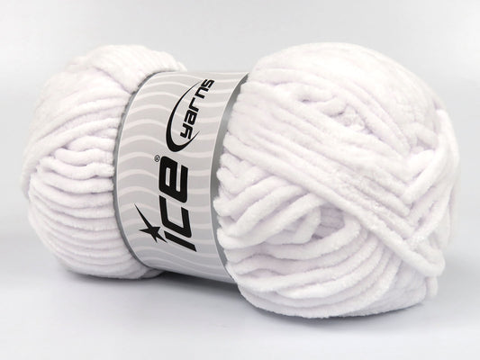 Lot of 4 x 100gr Skeins Ice Yarns CHENILLE BABY (100% MicroFiber) Yarn White