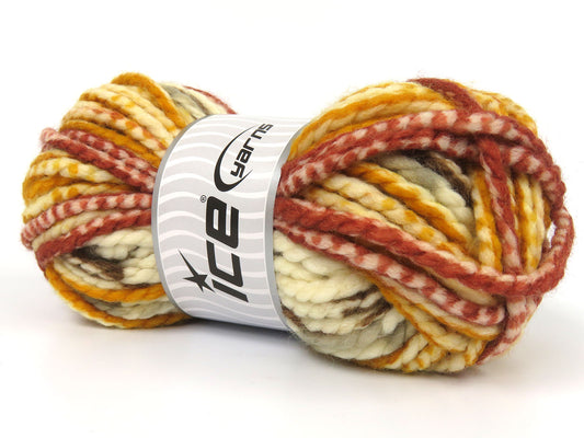 Lot of 4 x 95gr Skeins Ice Yarns LADSON (20% Wool) Yarn Cream Gold Copper Brown