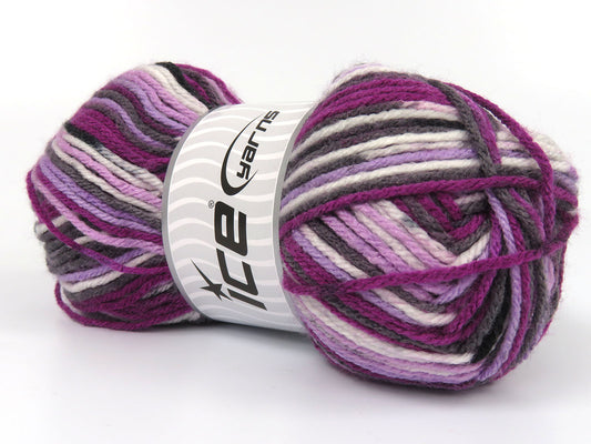 Lot of 4 x 90gr Skeins Ice Yarns ODESSA Yarn Purple Shades White Black