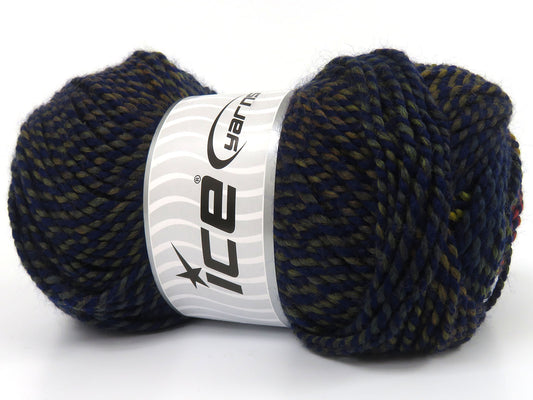 Lot of 3 x 115gr Skeins Ice Yarns ELLIE Hand Knitting Yarn Navy Green Gold