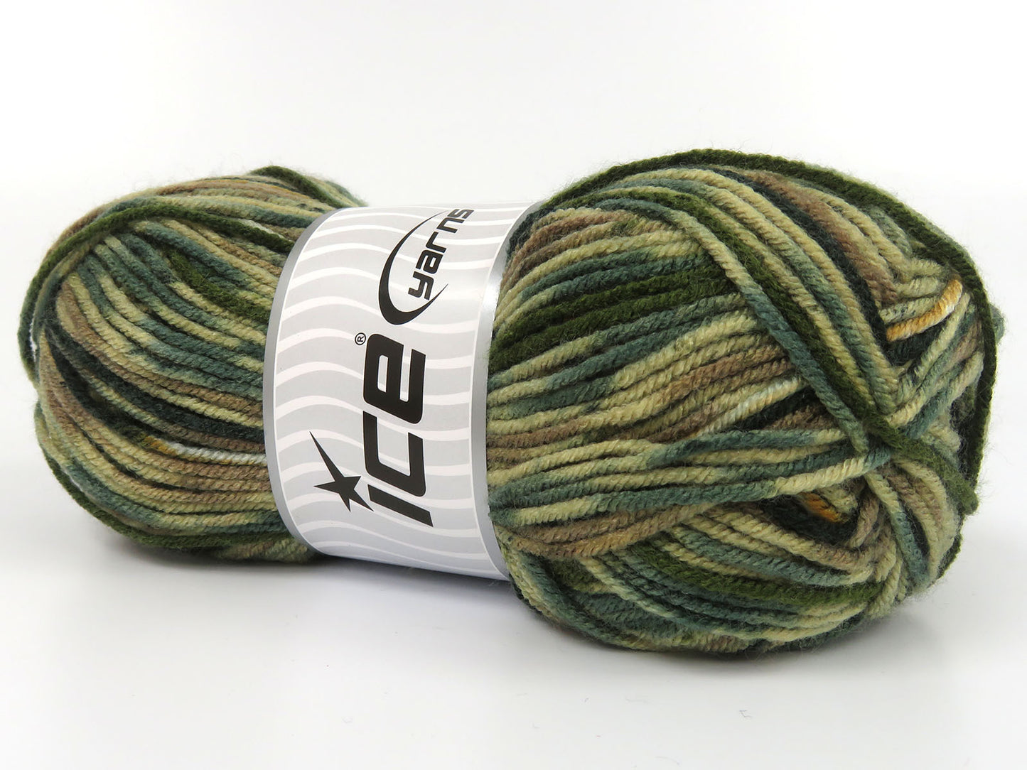 Lot of 3 x 120gr Skeins Ice Yarns BUNKER Yarn Green Shades Brown Shades White