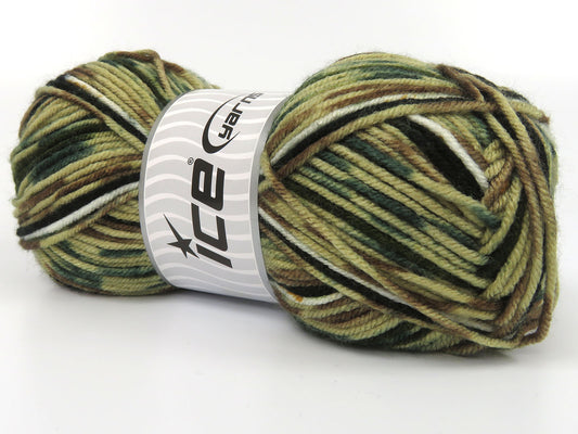 Lot of 3 x 125gr Skeins Ice Yarns PEBBLEBROOK Yarn Green Shades Brown Shades White