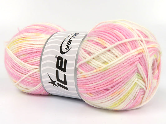 Lot of 3 x 125gr Skeins Ice Yarns SEBRING Yarn Pink White Salmon Yellow
