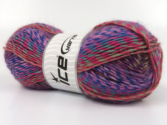 Lot of 3 x 115gr Skeins Ice Yarns ELLERSLIE Yarn Purple Turquoise Green Pink Shades