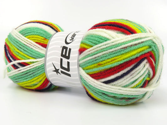 Lot of 3 x 125gr Skeins Ice Yarns HERNANDEZ Hand Knitting Yarn Rainbow