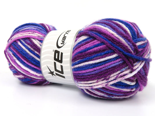 Lot of 4 x 95gr Skeins Ice Yarns SHEALY Yarn Purple Shades Blue Shades White
