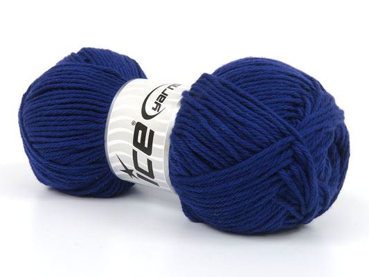 Lot of 3 x 130gr Skeins Ice Yarns ALMANZA (100% Cotton) Yarn Night Blue