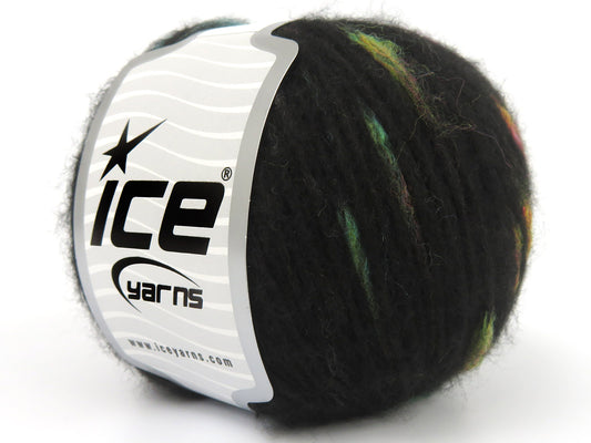 Lot of 8 Skeins Ice Yarns AIR WOOL DOTS (15% Wool) Hand Knitting Yarn Black