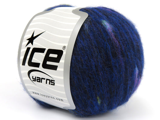 Lot of 8 Skeins Ice Yarns AIR WOOL DOTS (15% Wool) Hand Knitting Yarn Navy