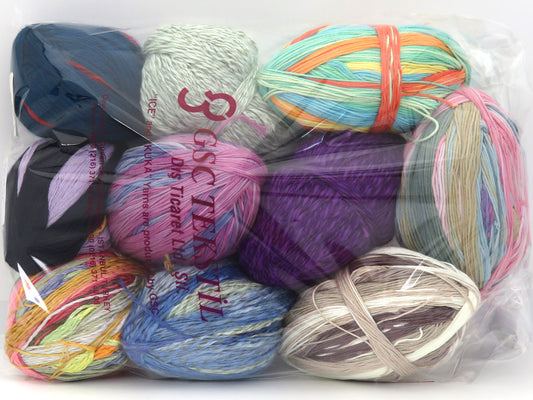 Mixed Lot Multicolor Summer Self Striping Leftover Yarns fnt2-83900