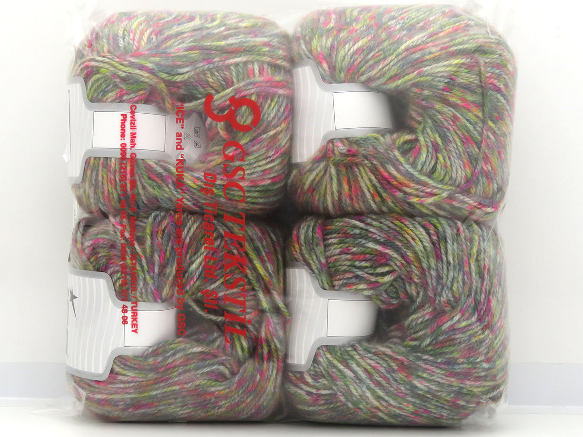 Mixed Lot Multicolor Wool Varicolor Worsted Yarns fnt2-85788