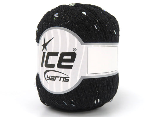 Lot of 4 Skeins Ice Yarns PAILLETTES (73% Cotton) Hand Knitting Yarn Black
