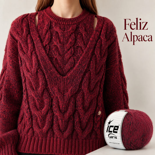 Burgundy Cut-Out Cable Sweater (Free Knitting Pattern)