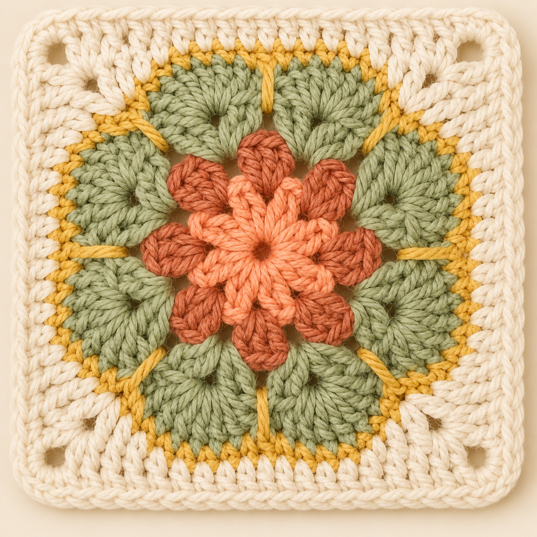 Autumn Bloom Floral Granny Square - Free Crochet Pattern