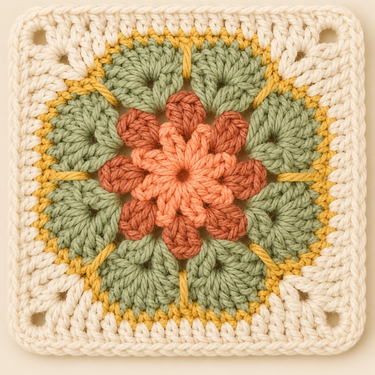 Autumn Bloom Floral Granny Square - Free Crochet Pattern