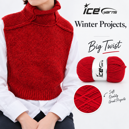 Crimson Twist Turtleneck Vest (Free Knitting Pattern)