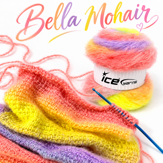 Pastel Rainbow Mohair Fluffy Scarf (Free Knitting Pattern)