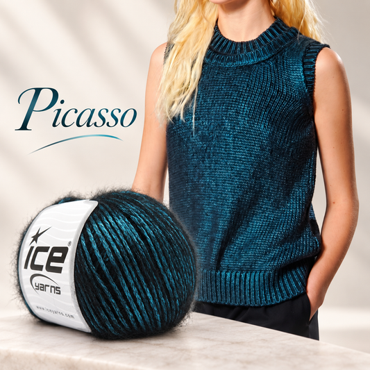 Teal Picasso Sleeveless Shell Top (Free Knitting Pattern)