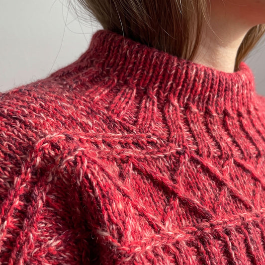 Crimson Vista Lattice Sampler Sweater (Free Knitting Pattern)
