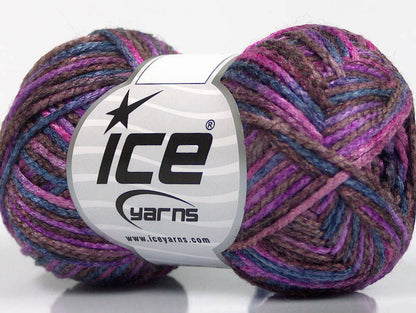Lot of 8 Skeins ICE PORTOFINO (50% Wool) Yarn Pink Purple Blue Maroon