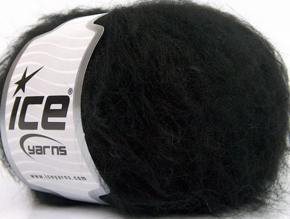 Lot of 8 Skeins ICE SALE WINTER (27% Mohair 27% Wool) Hand Knitting Yarn Black