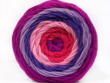Ice Yarns Cakes Aran – Rosa, Tonos de Lila, Salmón – 100 % Acrílico