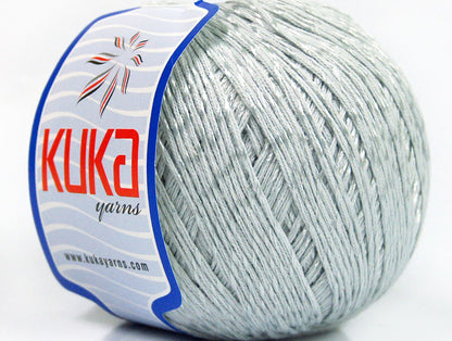 Lot of 4 x 100gr Skeins KUKA SUMMER MERCERIZED (70% Mercerized Cotton 30% Viscose) Yarn Light Grey