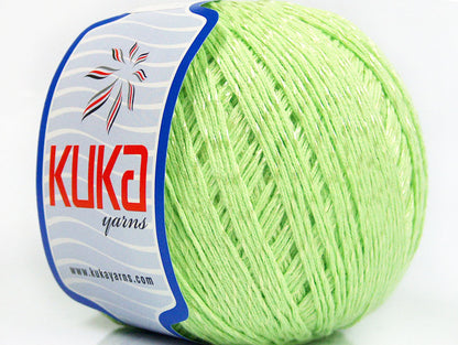Lot of 4 x 100gr Skeins KUKA SUMMER MERCERIZED (70% Mercerized Cotton 30% Viscose) Yarn Light Green