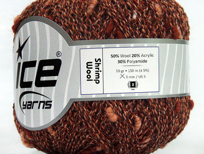 Lot of 6 Skeins ICE SHRIMP WOOL (50% Wool) Yarn Copper Light Orange