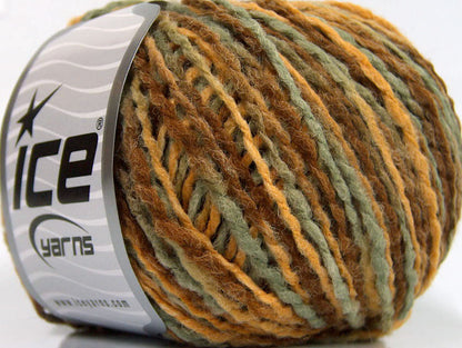 Lot of 8 Skeins ICE SALE WINTER (20% Wool) Yarn Brown Gold Light Khaki