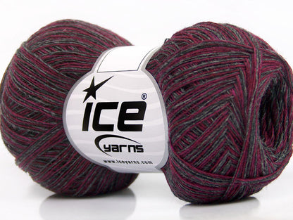 Lot of 8 Skeins ICE SALE WINTER (80% Wool) Hand Knitting Yarn Fuchsia Grey
