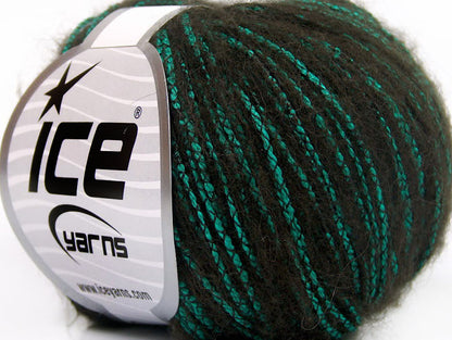 Lot of 8 Skeins ICE SALE MOHAIR-WOOL BLEND (35% Mohair) Yarn Brown Green
