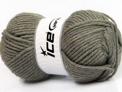 Lot of 4 x 100gr Skeins ICE WOOL BULKY GLITZ (25% Wool) Yarn Grey Silver
