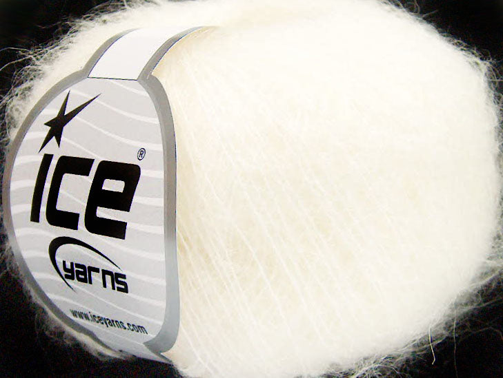 Lot of 10 Skeins ICE KID MOHAIR FINE (30% Kid Mohair) Hand Knitting Yarn Ecru