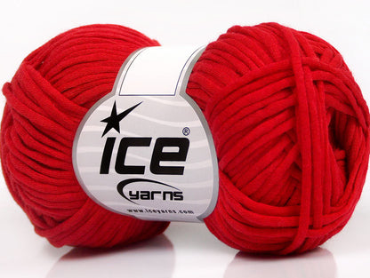 Lot of 8 Skeins ICE TUBE COTTON WORSTED (67% Cotton) Hand Knitting Yarn Red