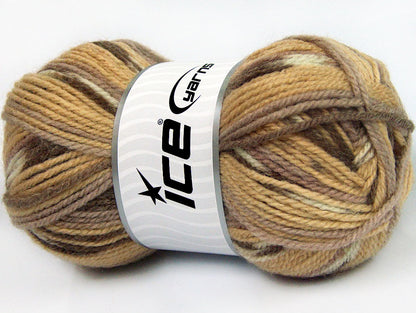 Lot of 4 x 100gr Skeins Ice Yarns JACQUARD (50% Wool) Yarn Brown Shades