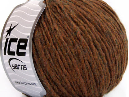 Lot of 8 Skeins ICE WOOL CORD ARAN (50% Wool) Hand Knitting Yarn Caramel