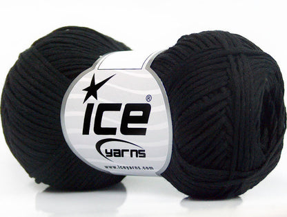 Lot of 8 Skeins ICE FETTUCCIA COTONE (100% Cotton) Hand Knitting Yarn Black