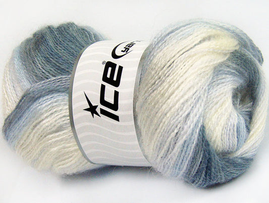 Lot of 4 x 100gr Skeins Ice Yarns MOHAIR ACTIVE (50% Mohair) Yarn Cream Light Lilac Grey Shades