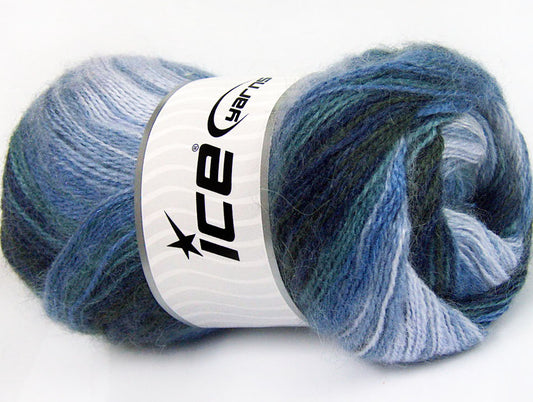 Lot of 4 x 100gr Skeins Ice Yarns MOHAIR ACTIVE (50% Mohair) Yarn Navy Blue Shades Lilac Shades