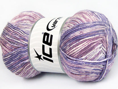 Lot of 4 x 100gr Skeins ICE COTTON SPRAY (50% Cotton) Yarn Lilac Shades Orchid