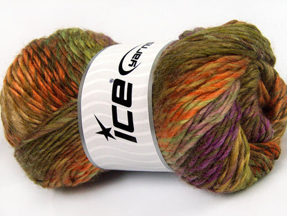 Lot of 4 x 100gr Skeins ICE DONNA (70% Wool) Yarn Khaki Lilac Camel Orange