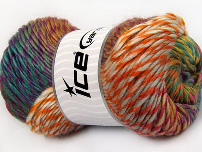 Lot of 4 x 100gr Skeins ICE DONNA (70% Wool) Yarn Orange Grey Teal Green Gold