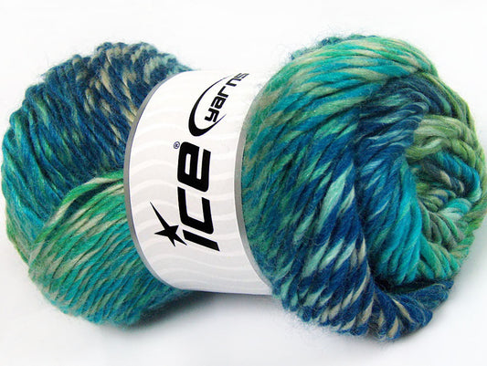 Lot of 4 x 100gr Skeins ICE DONNA (70% Wool) Yarn Green Turquoise Shades Blue