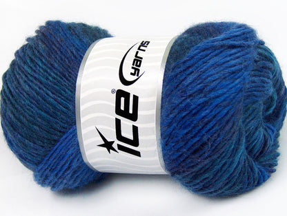 Lot of 4 x 100gr Skeins ICE REGINA LANA (30% Wool 70% Dralon) Yarn Blue Shades Teal Purple